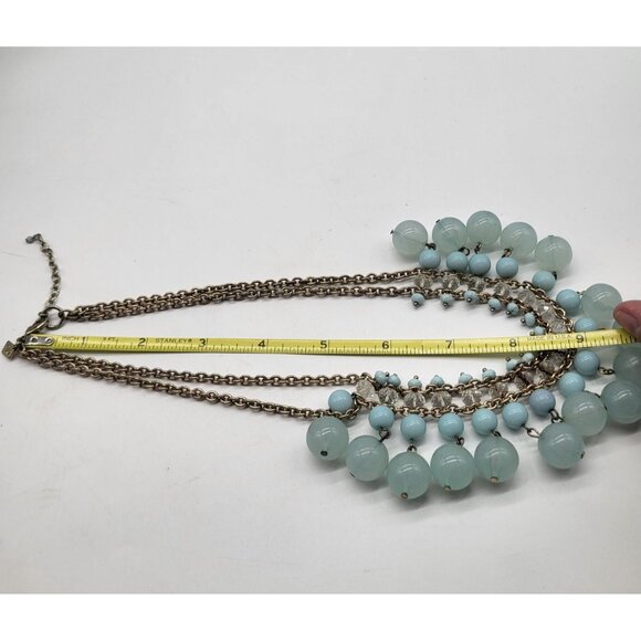 BANANA REPUBLIC Statement Bauble Necklace Light Blue Gold Tone Glam Boho - Picture 8 of 11